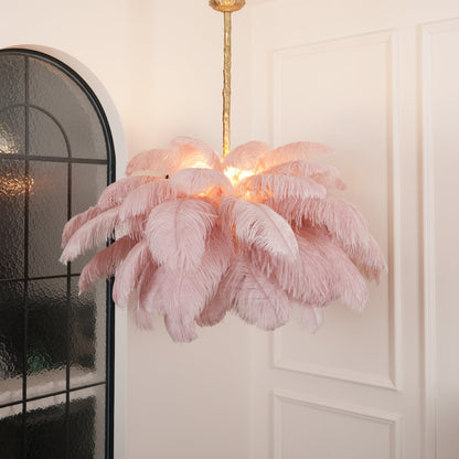 Elegant Ostrich Feather Chandelier - Soft Lighting & Unique Design