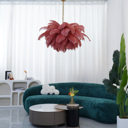 Elegant Ostrich Feather Chandelier - Soft Lighting & Unique Design