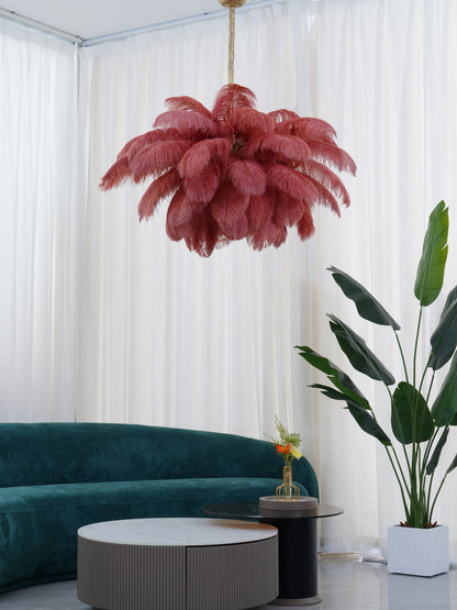 Elegant Ostrich Feather Chandelier - Soft Lighting & Unique Design