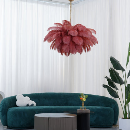 Elegant Ostrich Feather Chandelier - Soft Lighting & Unique Design