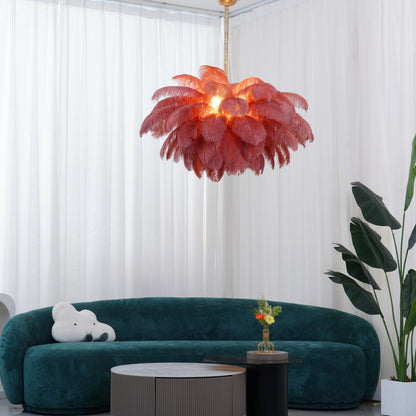 Elegant Ostrich Feather Chandelier - Soft Lighting & Unique Design