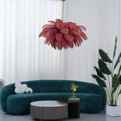 Elegant Ostrich Feather Chandelier - Soft Lighting & Unique Design