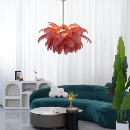 Elegant Ostrich Feather Chandelier - Soft Lighting & Unique Design
