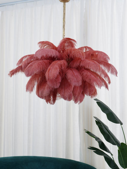 Elegant Ostrich Feather Chandelier - Soft Lighting & Unique Design