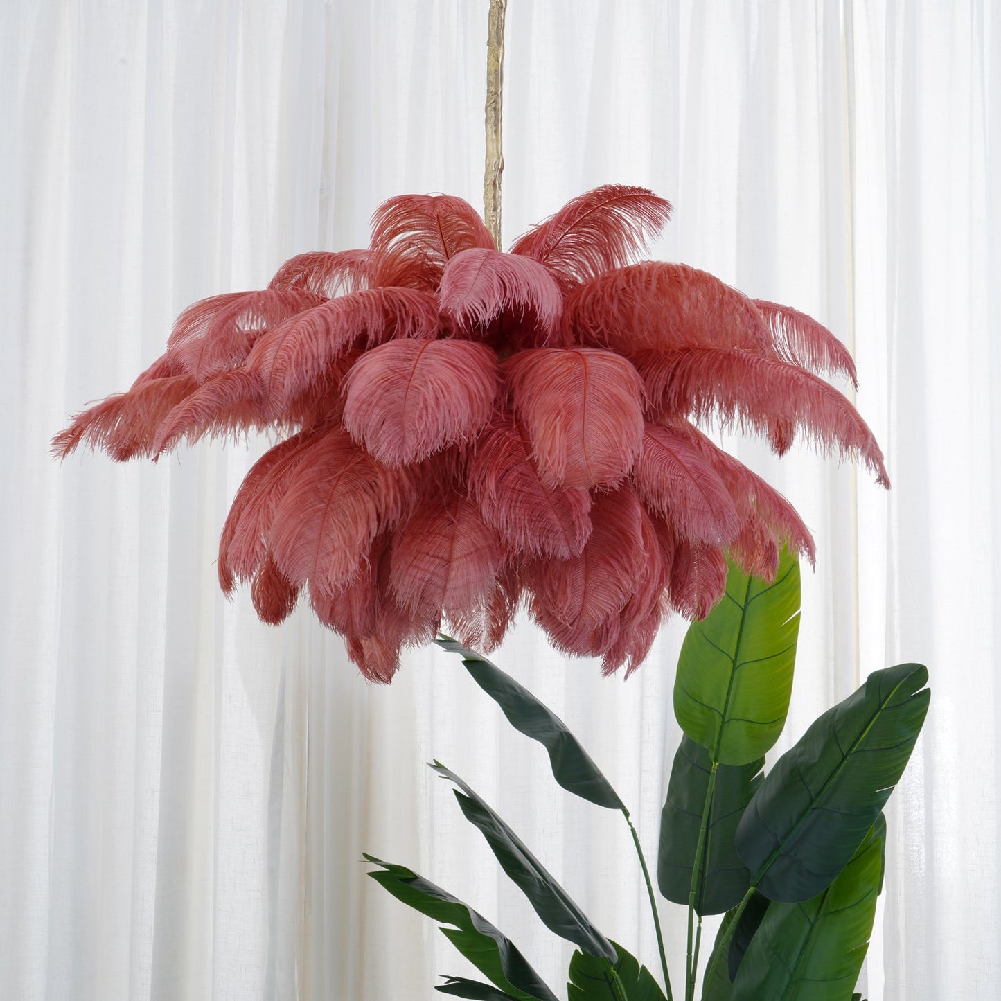 Elegant Ostrich Feather Chandelier - Soft Lighting & Unique Design