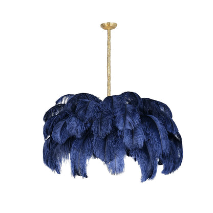 Elegant Ostrich Feather Chandelier - Soft Lighting & Unique Design