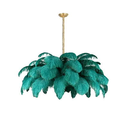 Elegant Ostrich Feather Chandelier - Soft Lighting & Unique Design