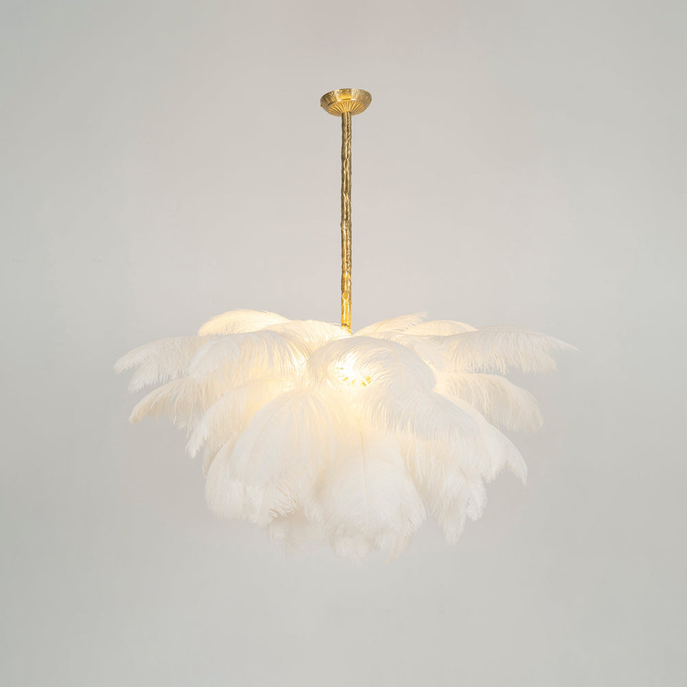 Elegant Ostrich Feather Chandelier - Soft Lighting & Unique Design