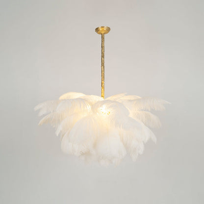 Elegant Ostrich Feather Chandelier - Soft Lighting & Unique Design
