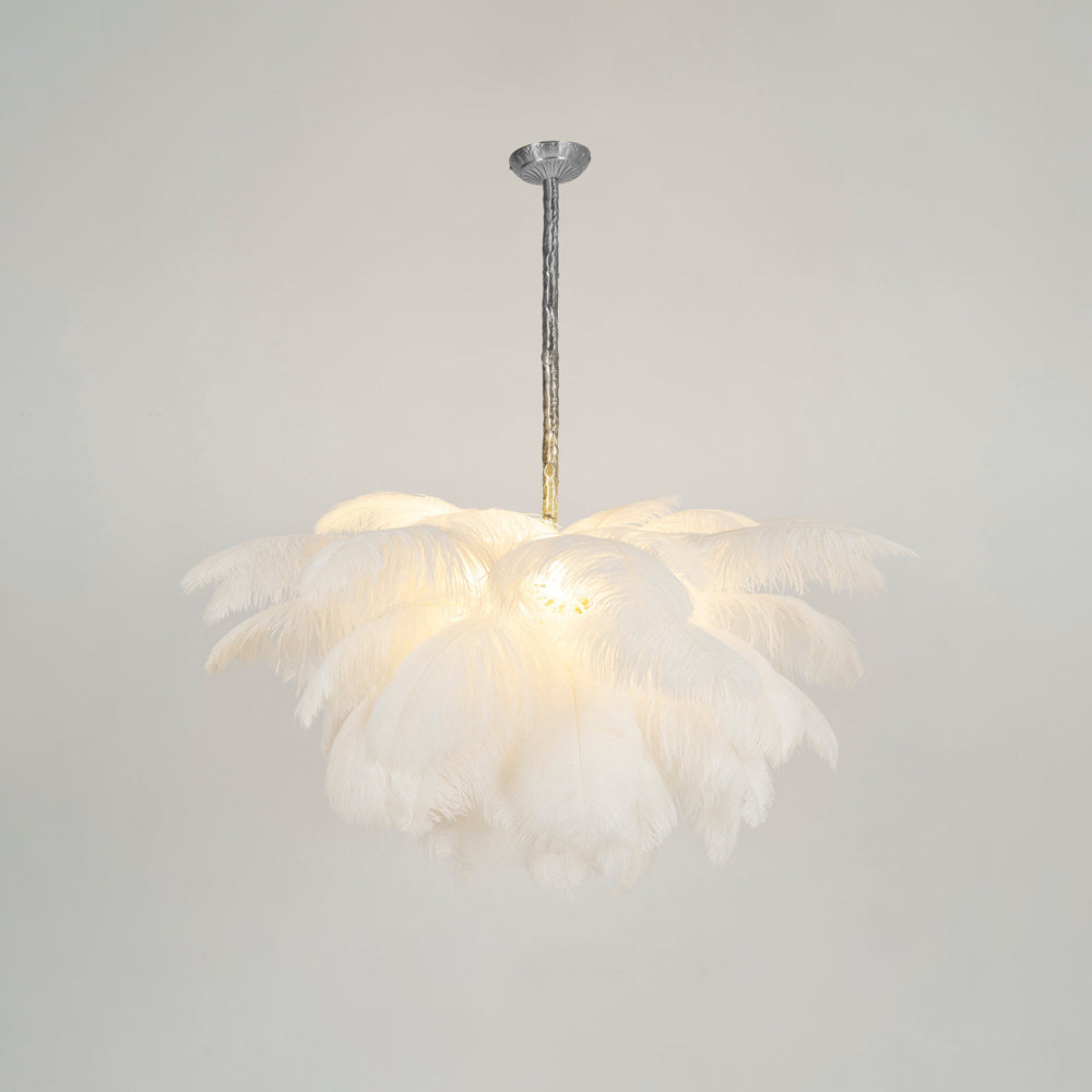 Elegant Ostrich Feather Chandelier - Soft Lighting & Unique Design