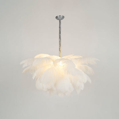 Elegant Ostrich Feather Chandelier - Soft Lighting & Unique Design