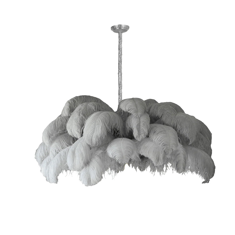 Elegant Ostrich Feather Chandelier - Soft Lighting & Unique Design