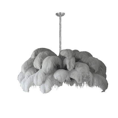 Elegant Ostrich Feather Chandelier - Soft Lighting & Unique Design