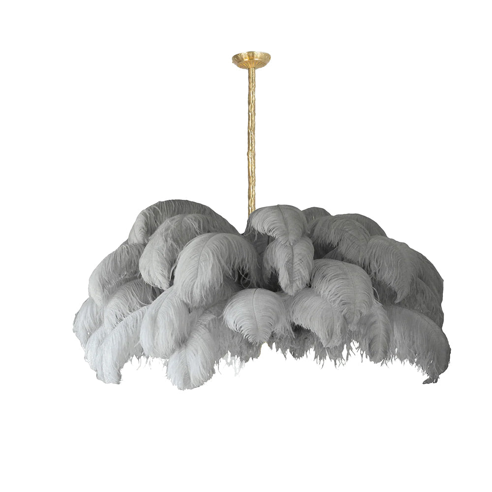 Elegant Ostrich Feather Chandelier - Soft Lighting & Unique Design