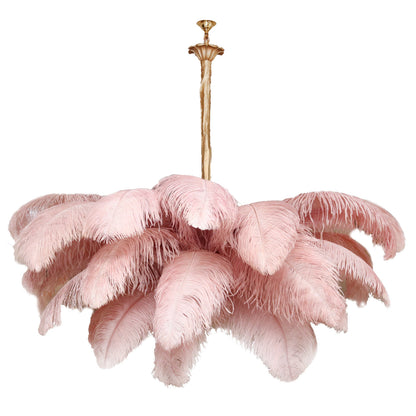 Elegant Ostrich Feather Chandelier - Soft Lighting & Unique Design