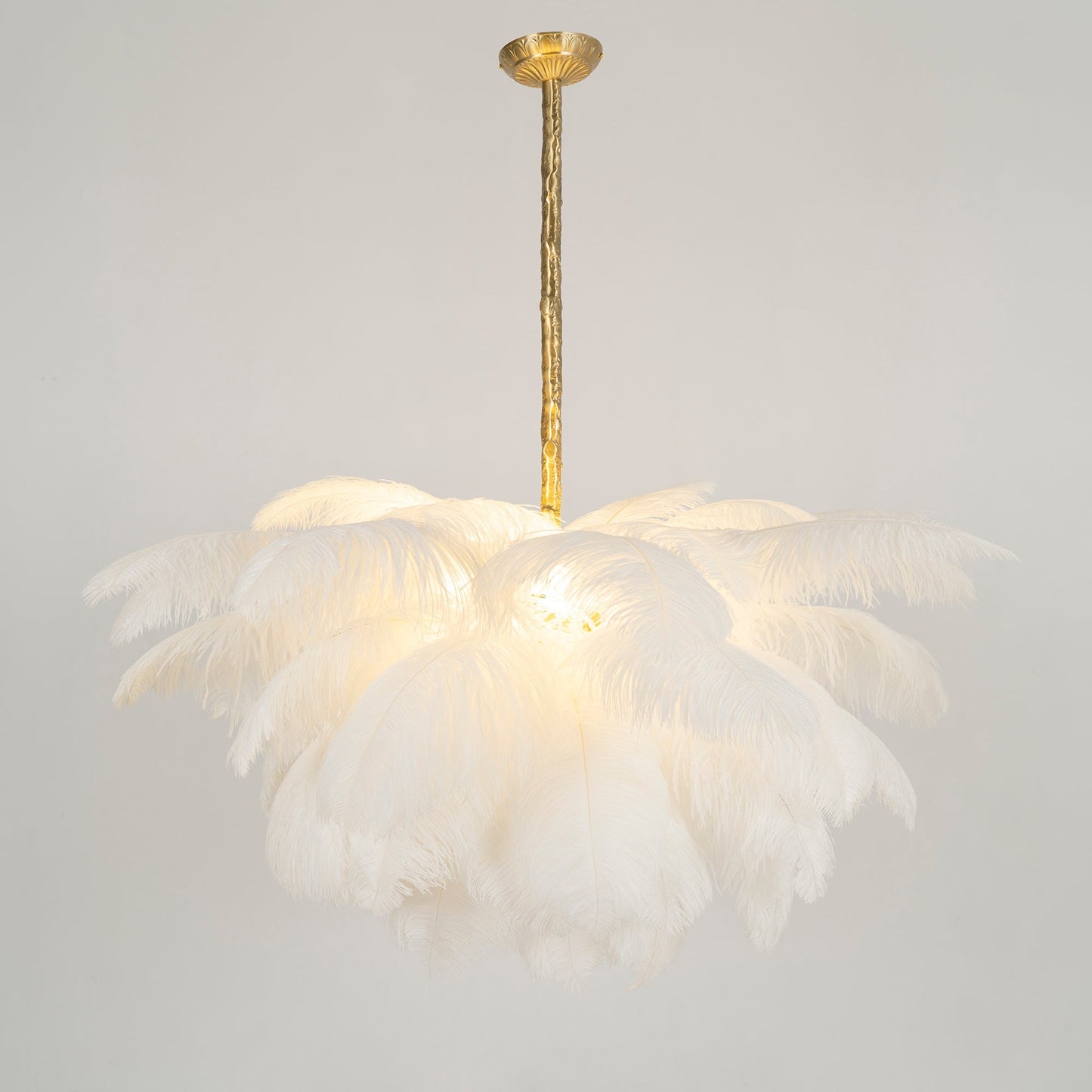 Elegant Ostrich Feather Chandelier - Soft Lighting & Unique Design