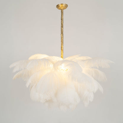Elegant Ostrich Feather Chandelier - Soft Lighting & Unique Design