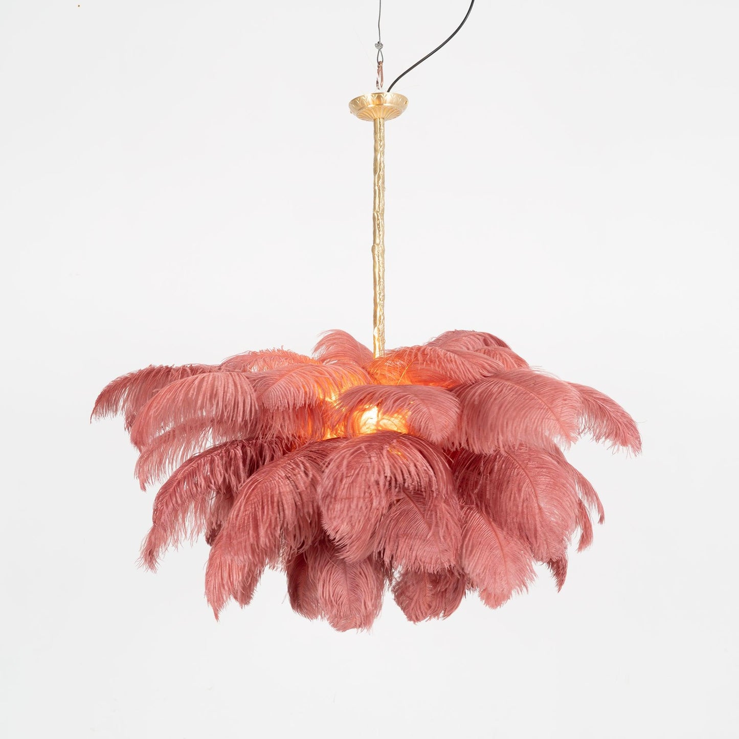 Elegant Ostrich Feather Chandelier - Soft Lighting & Unique Design