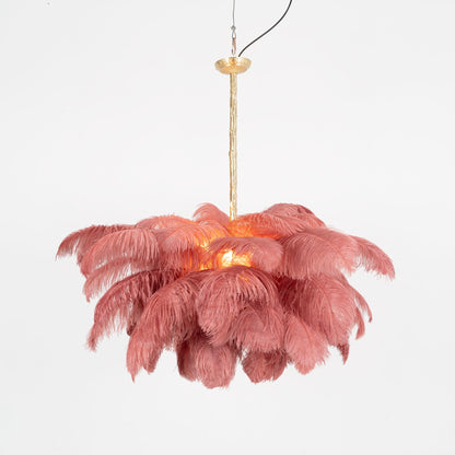 Elegant Ostrich Feather Chandelier - Soft Lighting & Unique Design