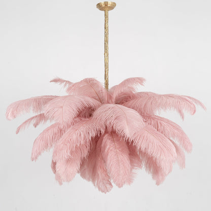 Elegant Ostrich Feather Chandelier - Soft Lighting & Unique Design