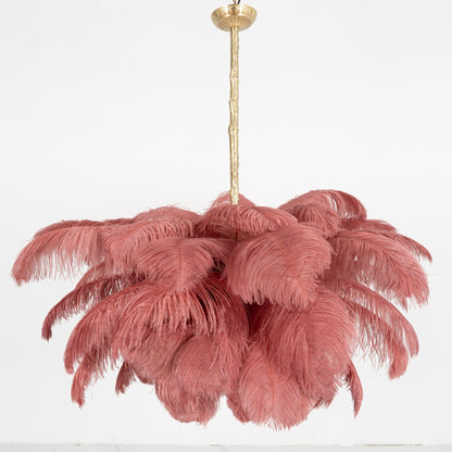 Elegant Ostrich Feather Chandelier - Soft Lighting & Unique Design