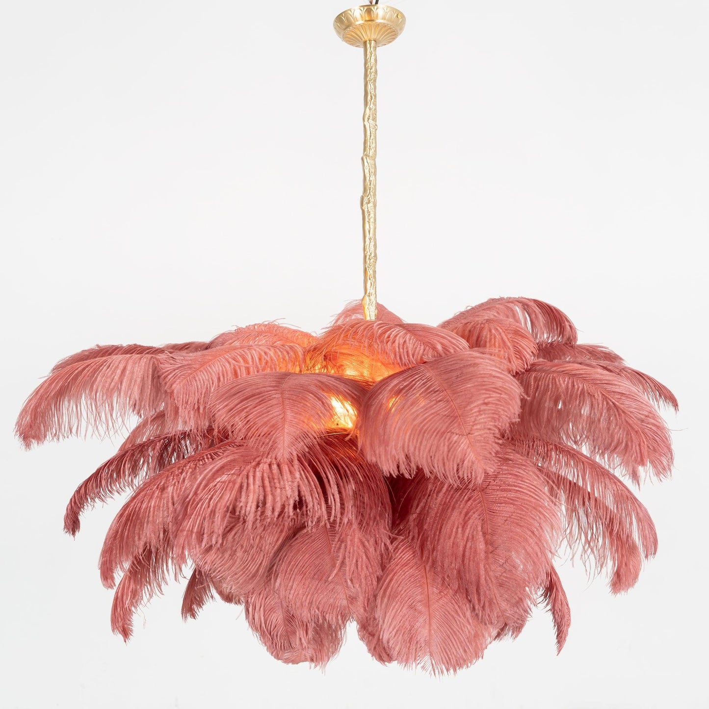 Elegant Ostrich Feather Chandelier - Soft Lighting & Unique Design