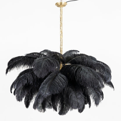 Elegant Ostrich Feather Chandelier - Soft Lighting & Unique Design