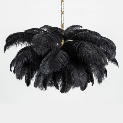 Elegant Ostrich Feather Chandelier - Soft Lighting & Unique Design