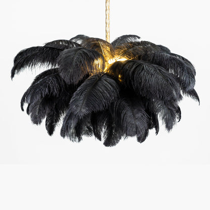 Elegant Ostrich Feather Chandelier - Soft Lighting & Unique Design