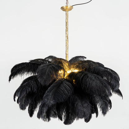 Elegant Ostrich Feather Chandelier - Soft Lighting & Unique Design