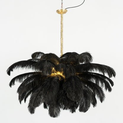 Elegant Ostrich Feather Chandelier - Soft Lighting & Unique Design
