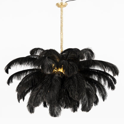 Elegant Ostrich Feather Chandelier - Soft Lighting & Unique Design