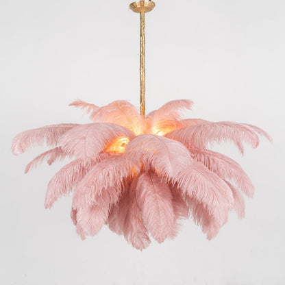 Elegant Ostrich Feather Chandelier - Soft Lighting & Unique Design