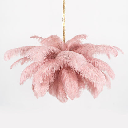 Elegant Ostrich Feather Chandelier - Soft Lighting & Unique Design