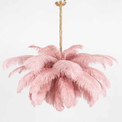Elegant Ostrich Feather Chandelier - Soft Lighting & Unique Design