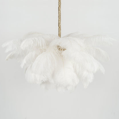 Elegant Ostrich Feather Chandelier - Soft Lighting & Unique Design