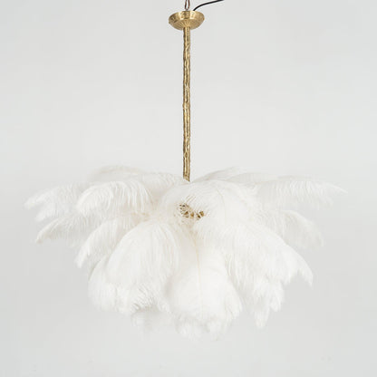 Elegant Ostrich Feather Chandelier - Soft Lighting & Unique Design