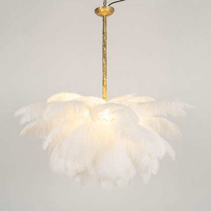 Elegant Ostrich Feather Chandelier - Soft Lighting & Unique Design