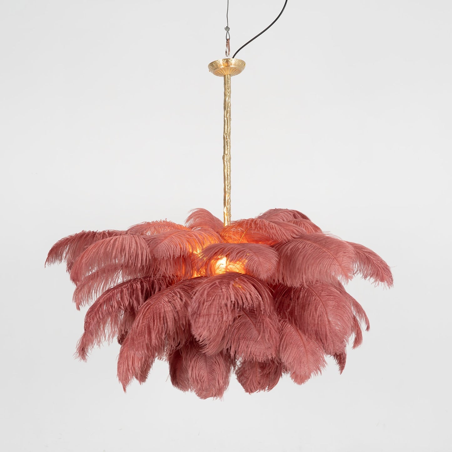 Elegant Ostrich Feather Chandelier - Soft Lighting & Unique Design