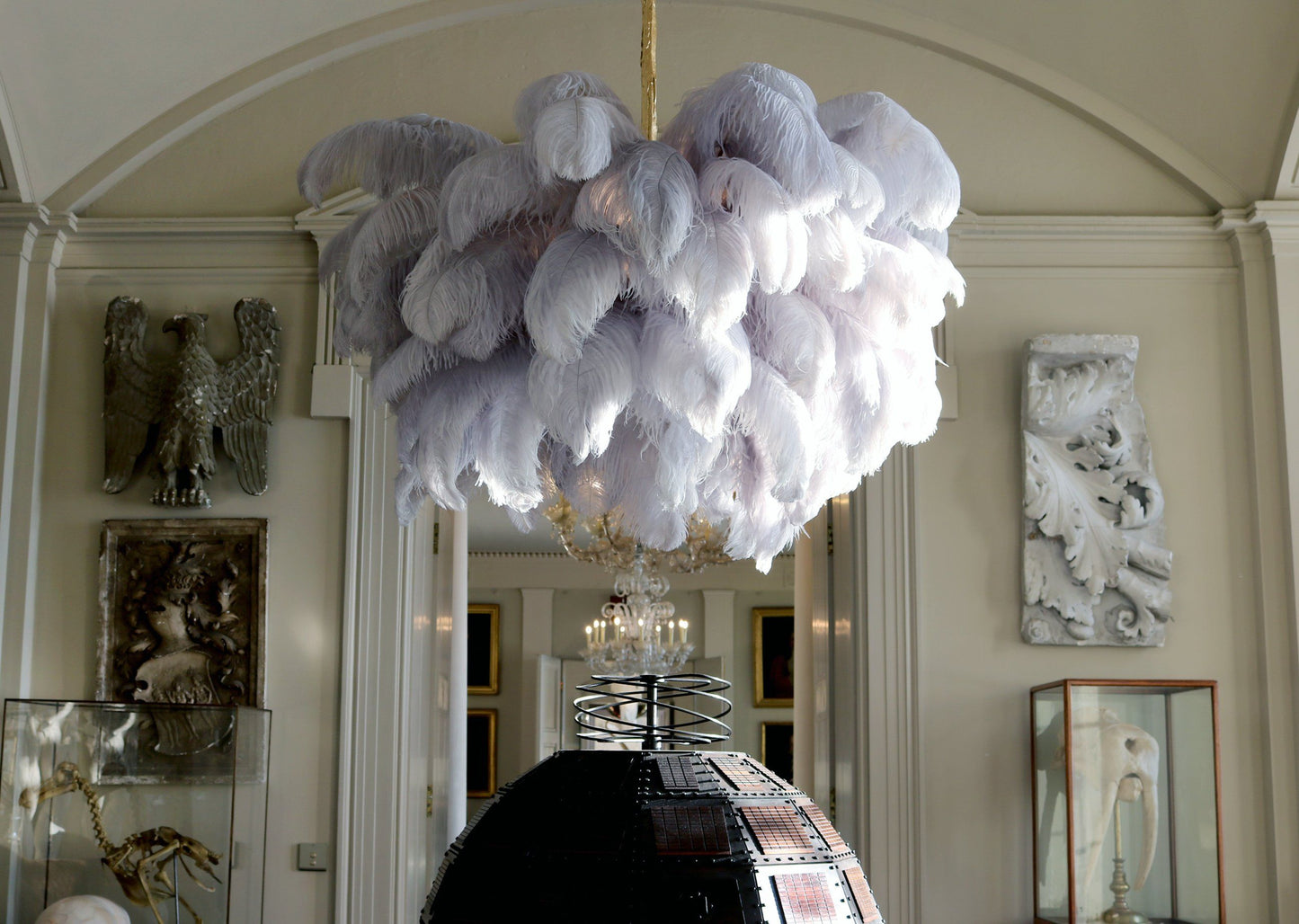 Elegant Ostrich Feather Chandelier - Soft Lighting & Unique Design