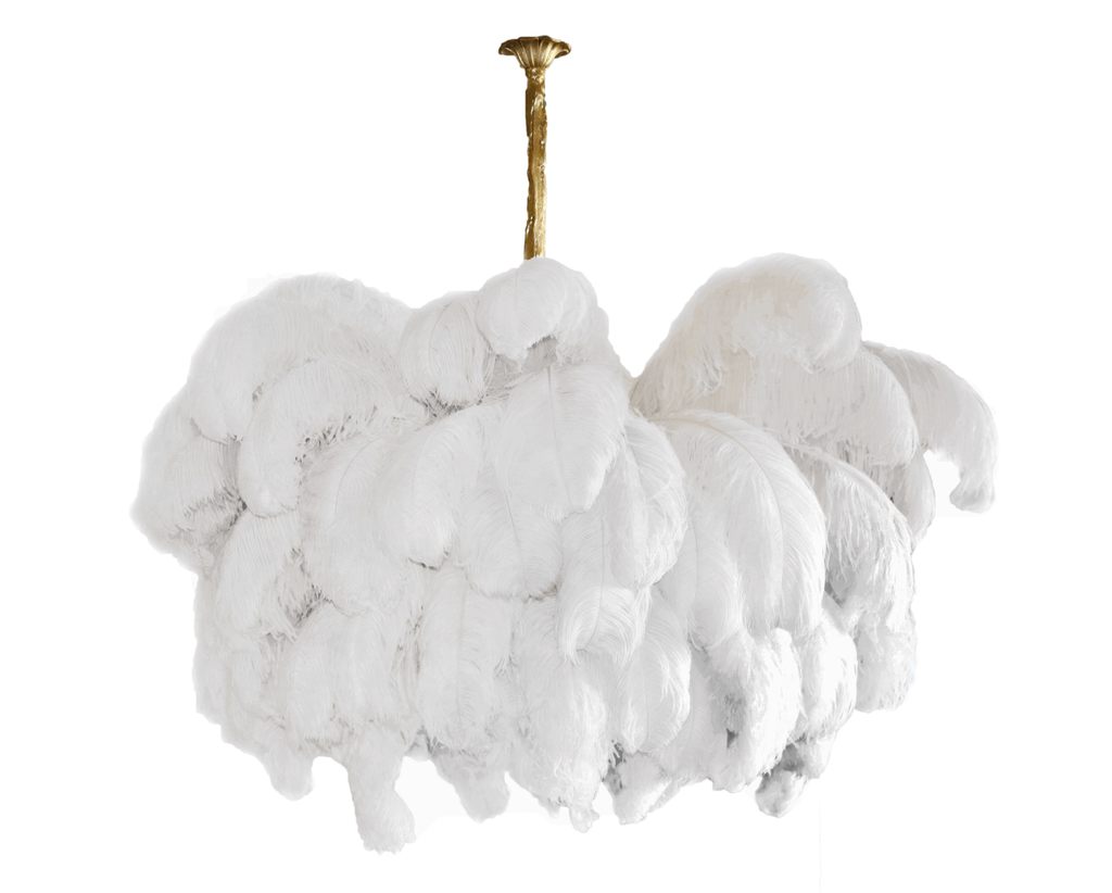 Elegant Ostrich Feather Chandelier - Soft Lighting & Unique Design