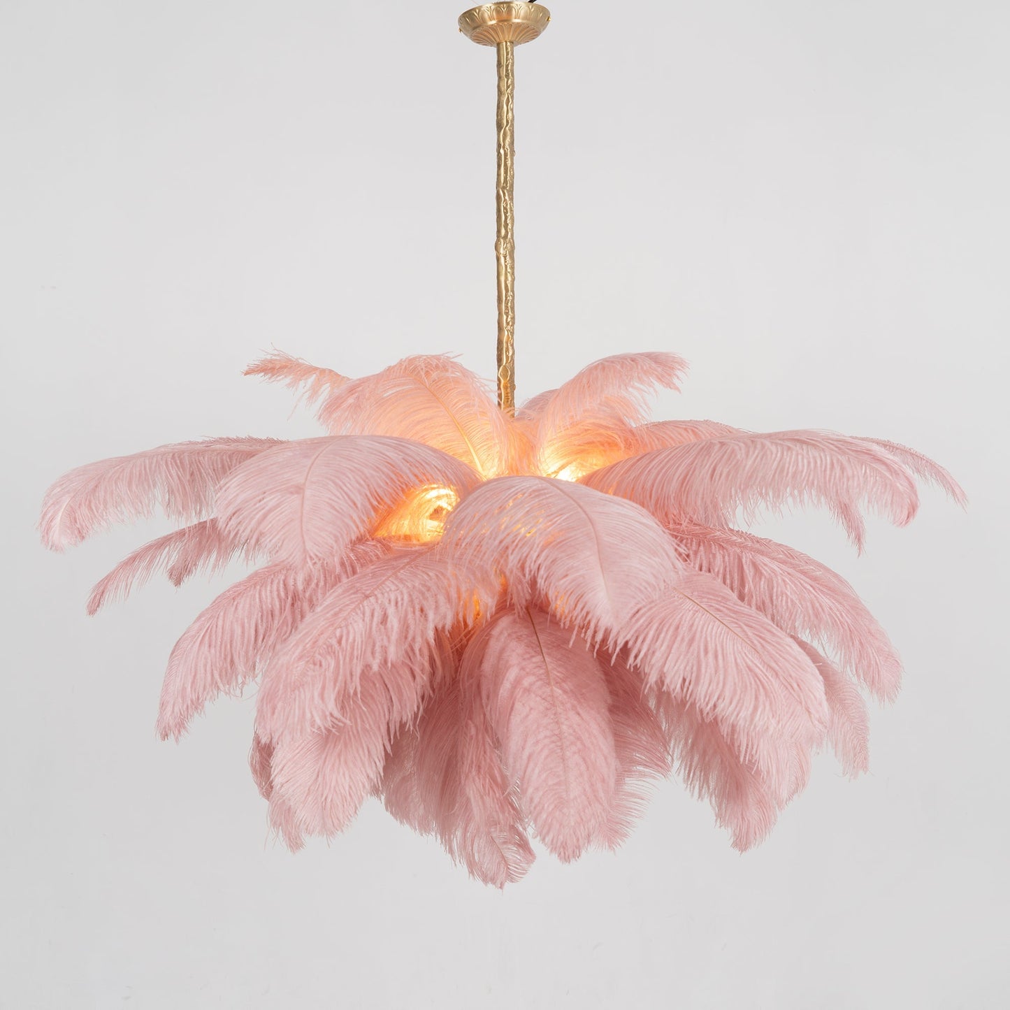 Elegant Ostrich Feather Chandelier - Soft Lighting & Unique Design