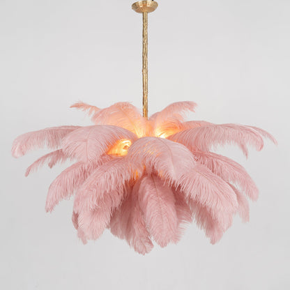 Elegant Ostrich Feather Chandelier - Soft Lighting & Unique Design