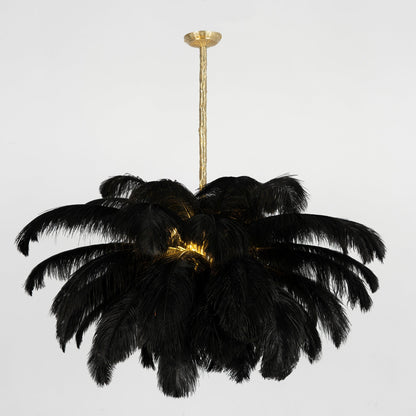 Elegant Ostrich Feather Chandelier - Soft Lighting & Unique Design