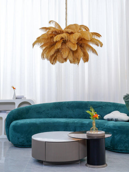 Elegant Ostrich Feather Chandelier - Soft Lighting & Unique Design