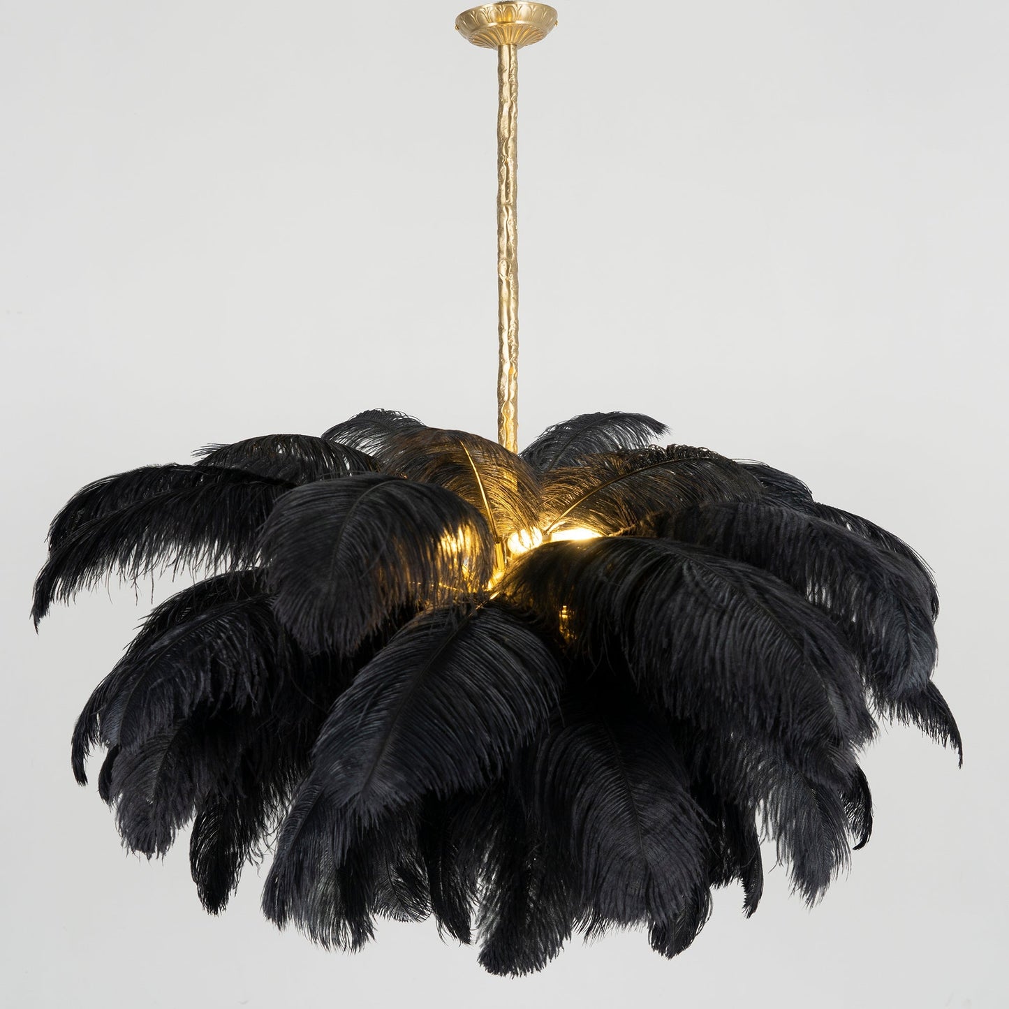 Elegant Ostrich Feather Chandelier - Soft Lighting & Unique Design