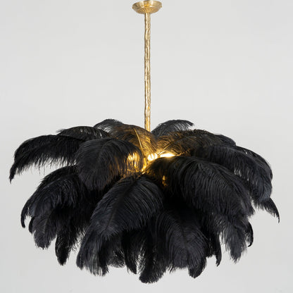 Elegant Ostrich Feather Chandelier - Soft Lighting & Unique Design