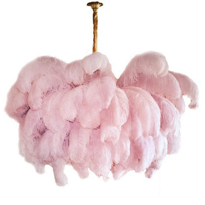 Elegant Ostrich Feather Chandelier - Soft Lighting & Unique Design