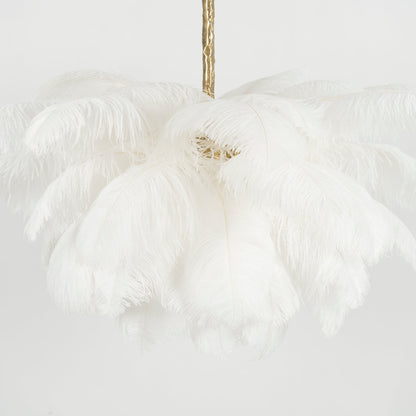 Elegant Ostrich Feather Chandelier - Soft Lighting & Unique Design