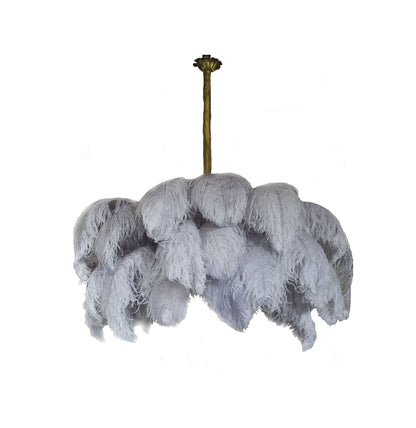 Elegant Ostrich Feather Chandelier - Soft Lighting & Unique Design